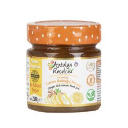 Antalya Reçelcisi Şeker İlavesiz Zencefilli Limon Kabuğu Reçeli 290 G 12li - Antalya Reçelcisi